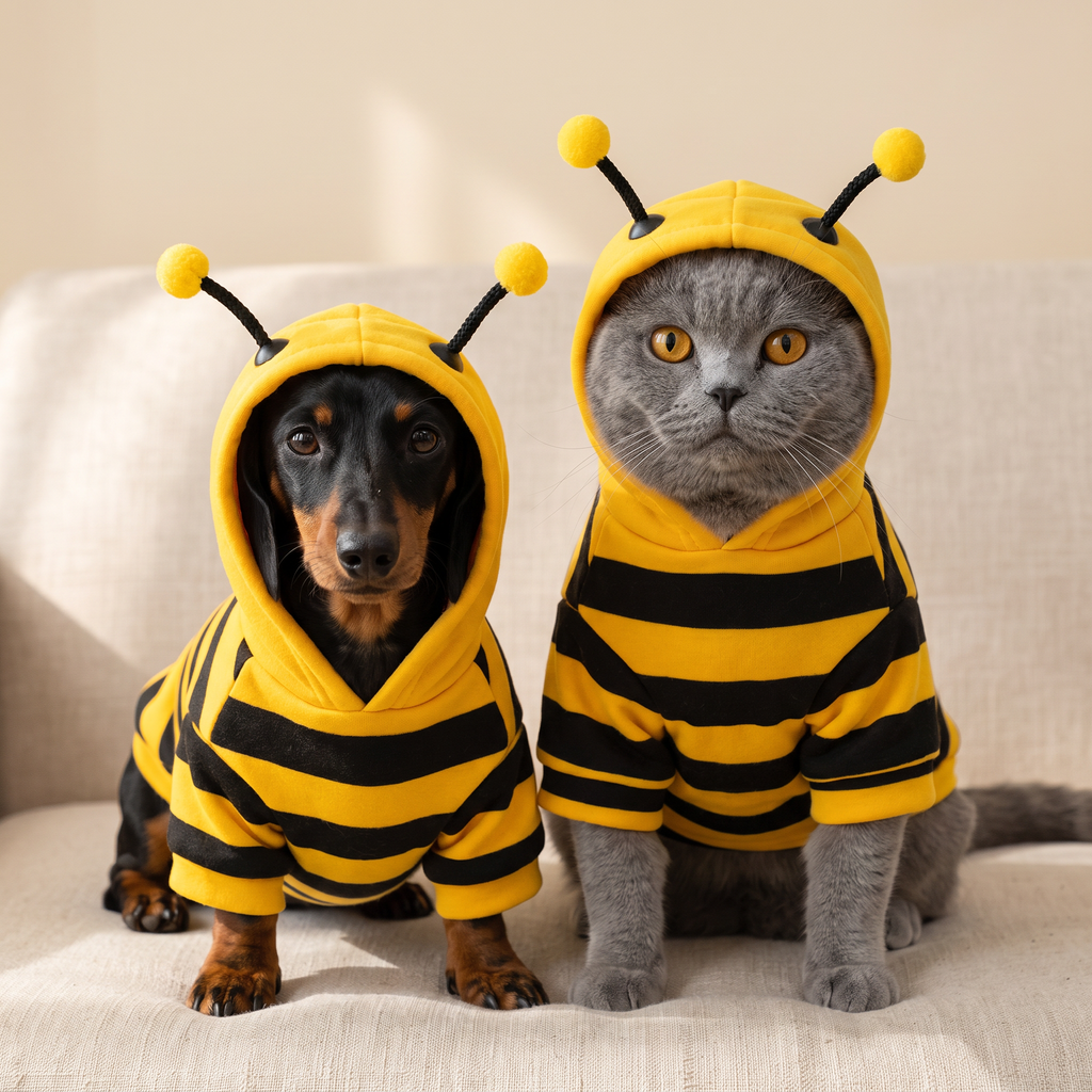 Bee costume with antennae for pets
