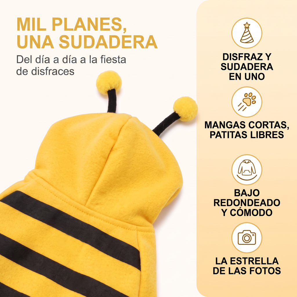 Bee costume with antennae for pets